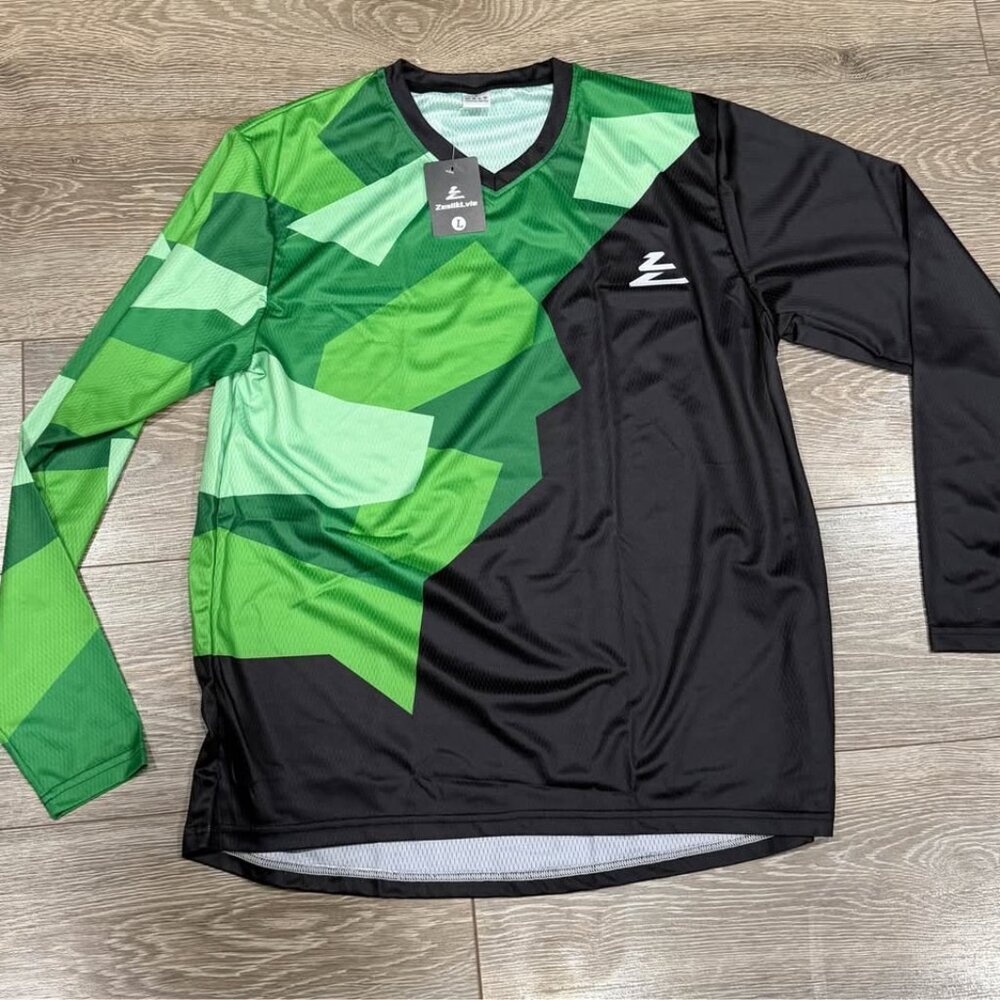 ZesiikLvie  Jersey Men's Long Sleeve-Green-Large